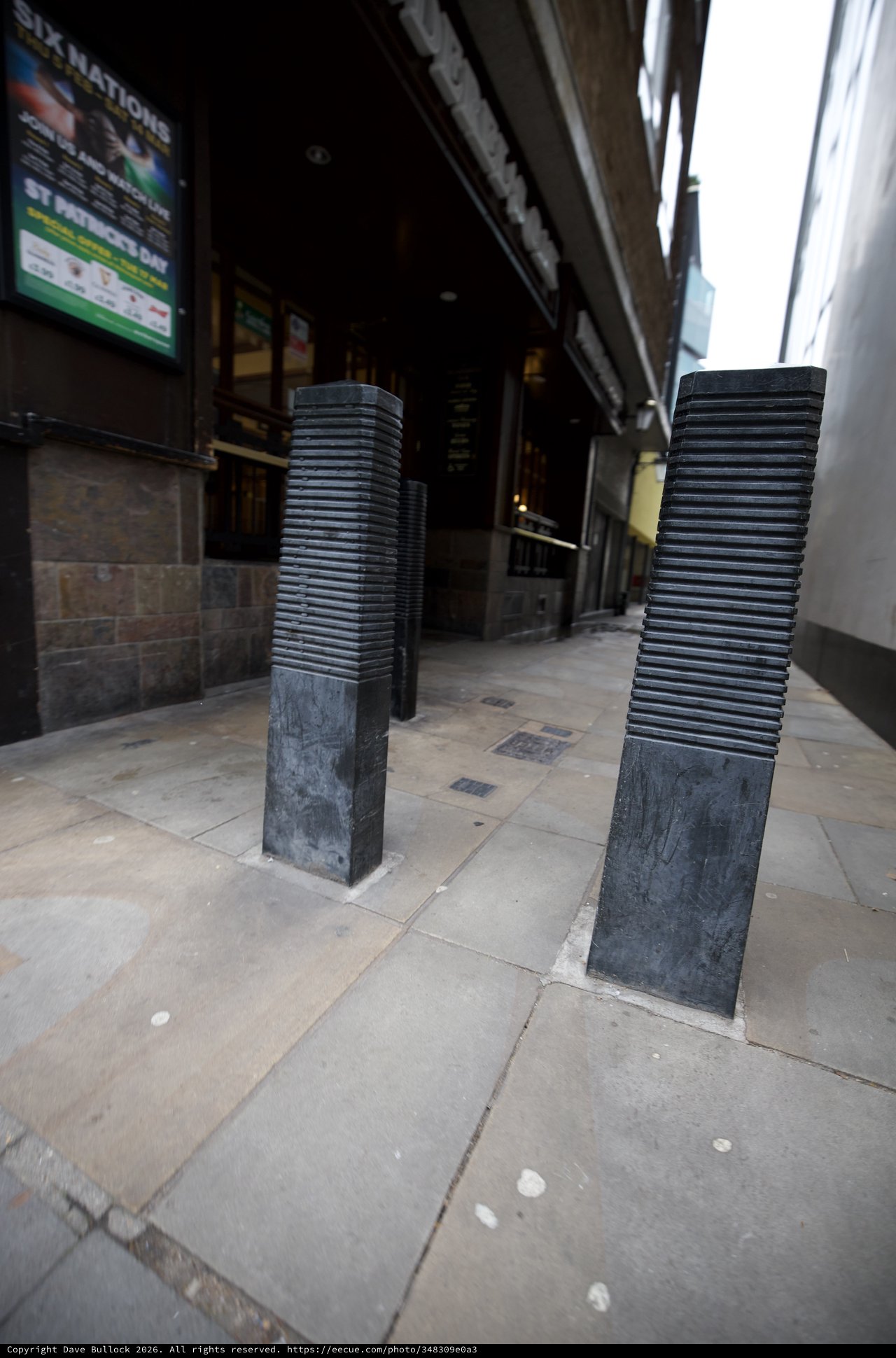 Modern Sculptural Bollards on London Street Entrance