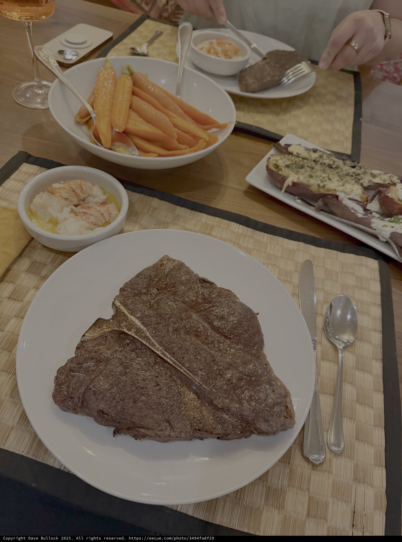 Fine Dining Steak Dinner with Wine