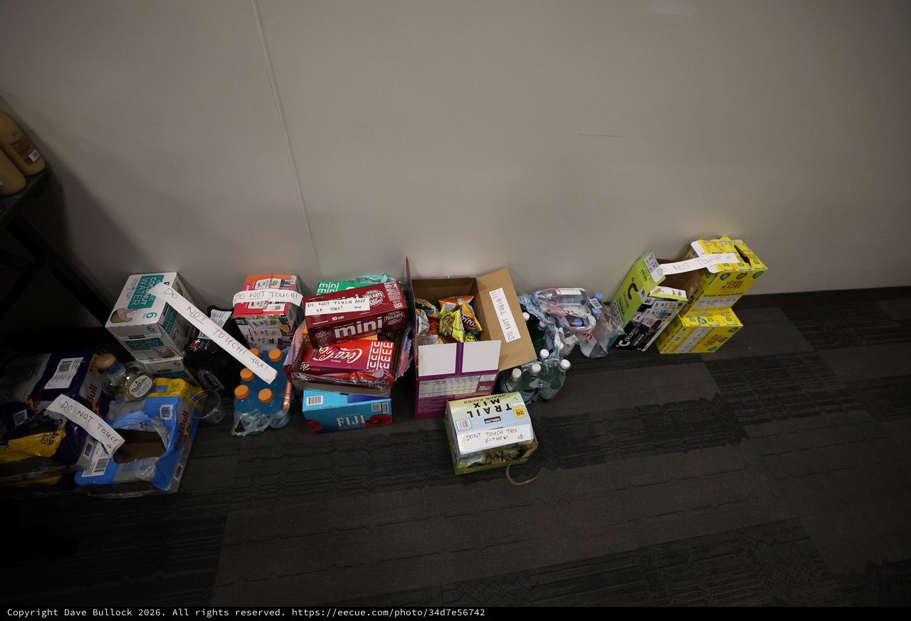 Festival Snack Stash Lined Up With Do Not Touch Signs