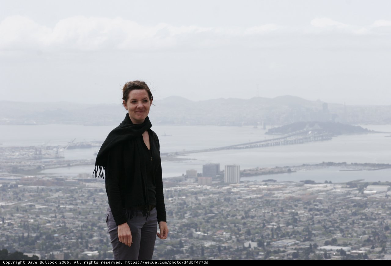 Woman Overlooking San Francisco Bay on Overcast Day