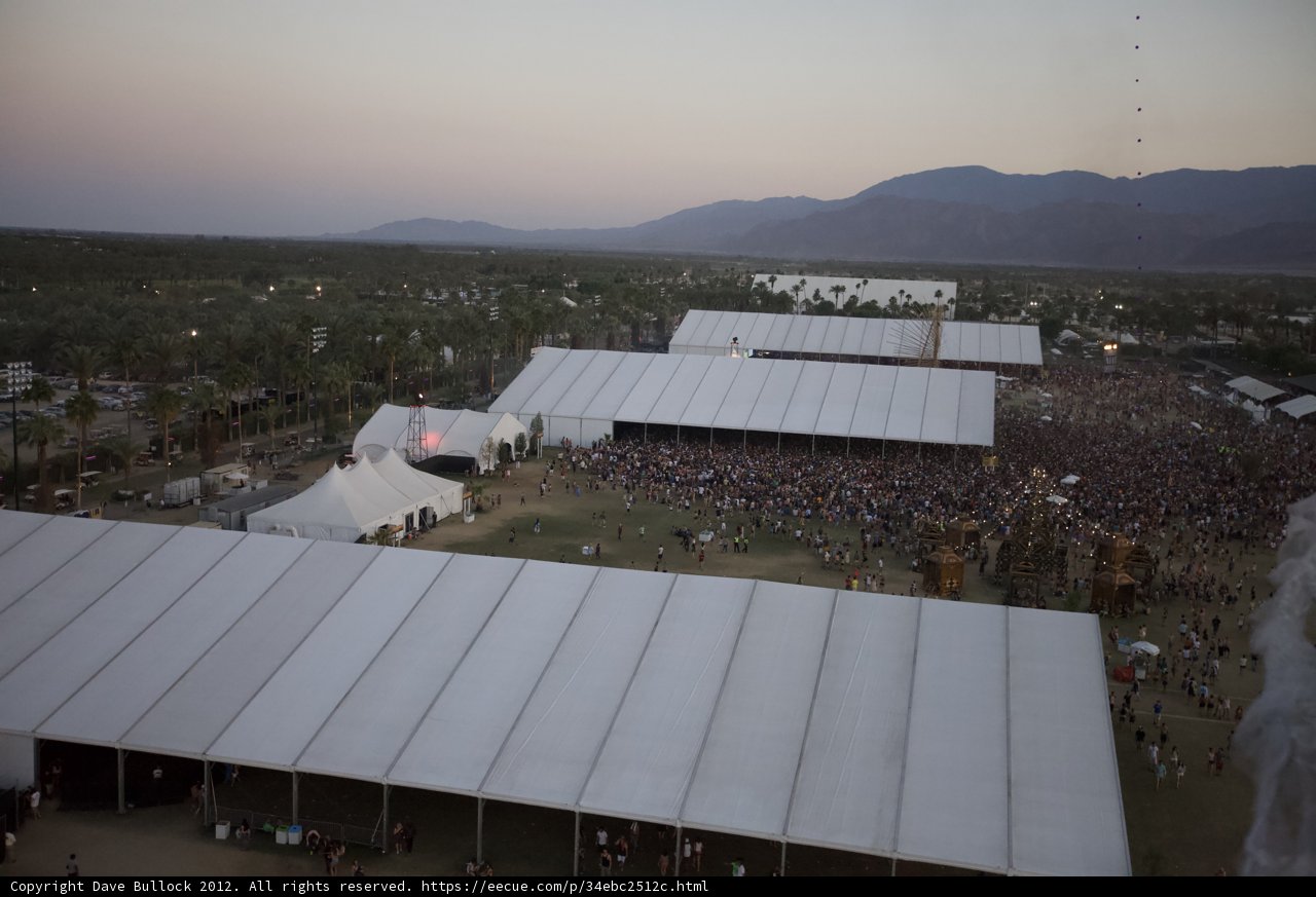 Aerial View of Coachella 2012 Tent and Mountains