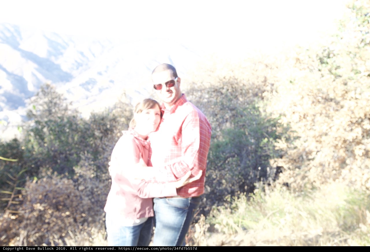 Couple Embracing on Angeles Crest Mountain Trail