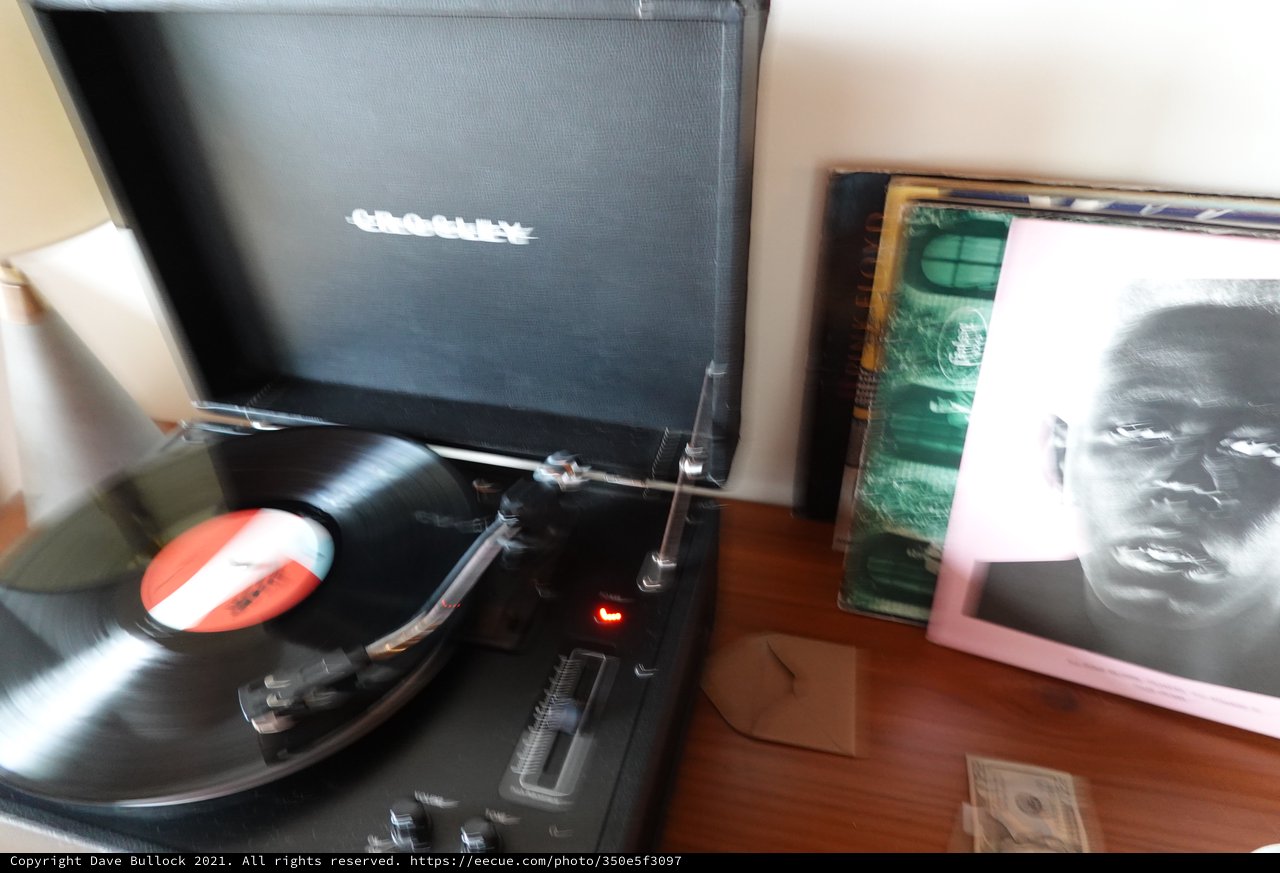 Vintage Turntable Playing Vinyl Record Setup