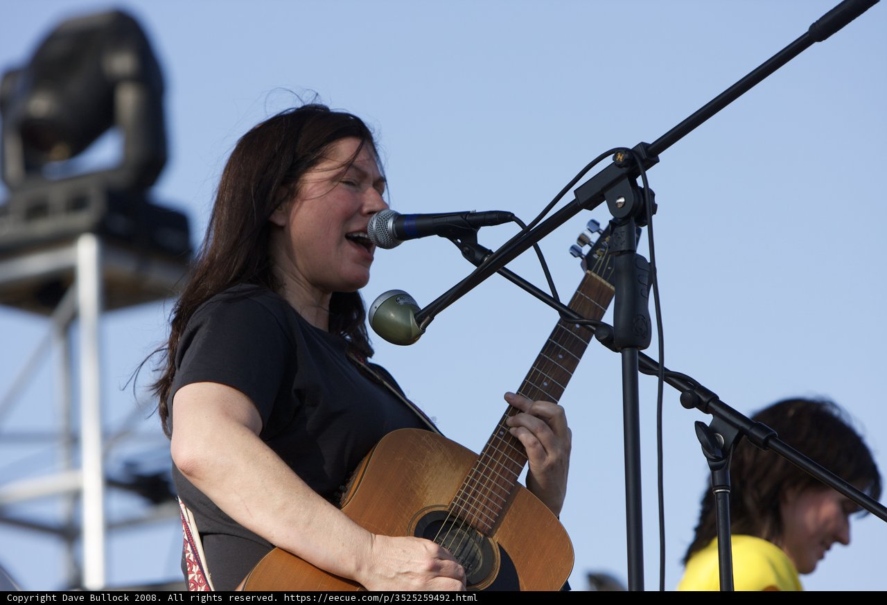 Kim Deal Rocks Coachella with Acoustic Guitar and Microphone