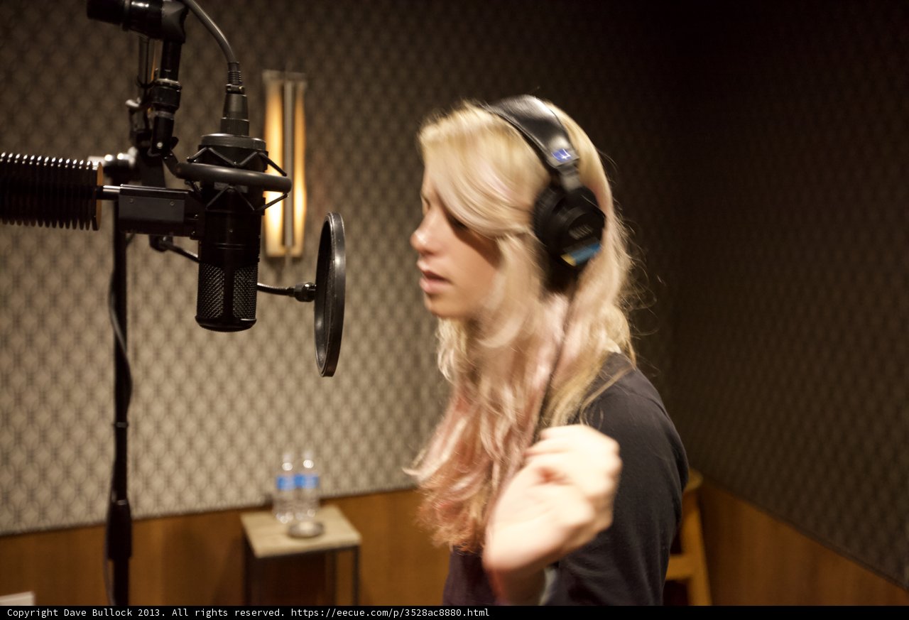 Pink-haired Songstress in the Studio