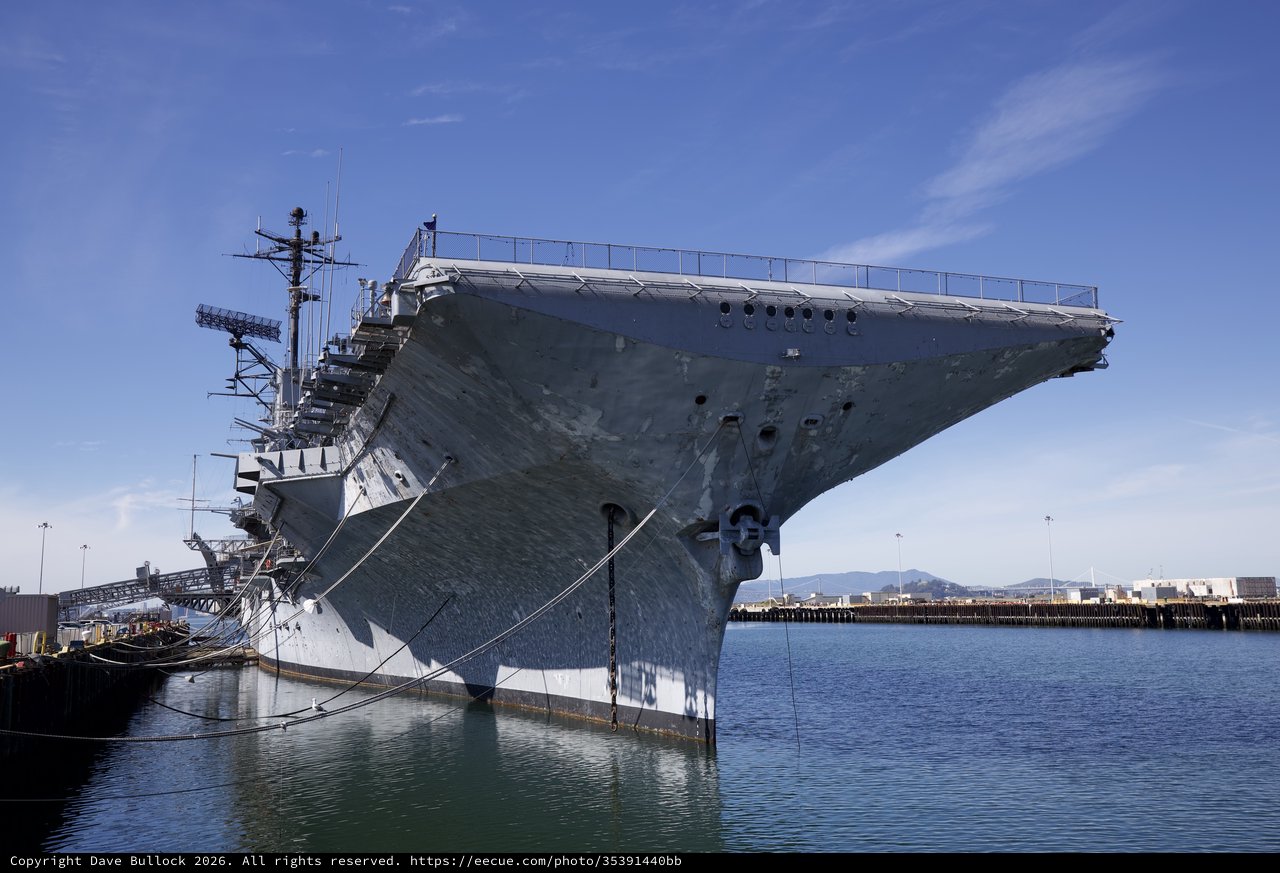 USS Hornet Aircraft Carrier Docked at Port