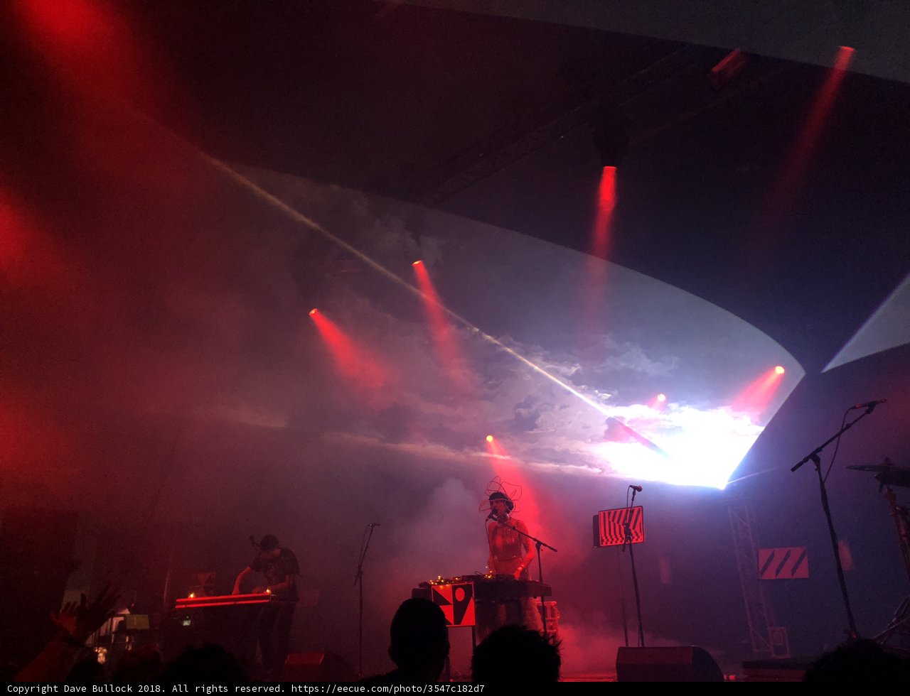 Red and White Spotlight on a Rock Concert Performance
