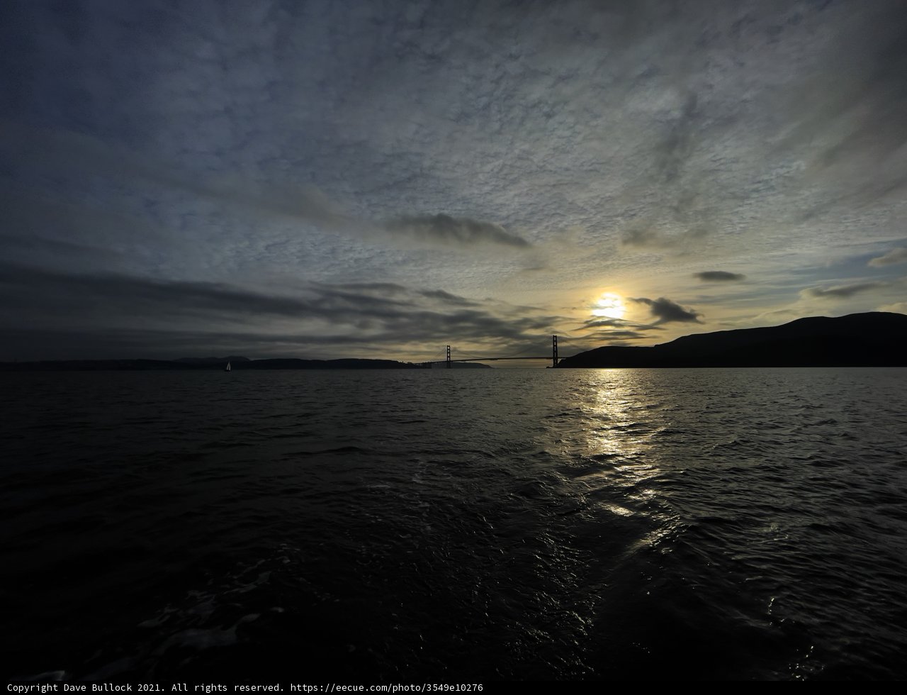 Glimpse of the Golden Gate Bridge at Sunset