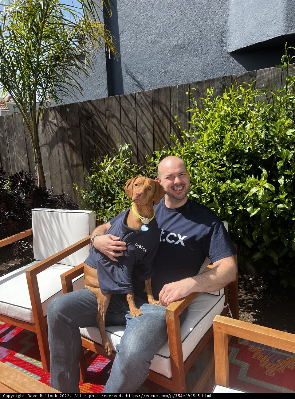 Man and Dog Enjoying Backyard