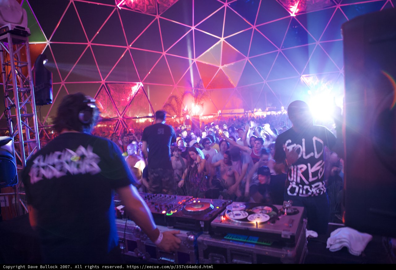 Two Men on Stage in Front of a Crowd at Coachella Sunday