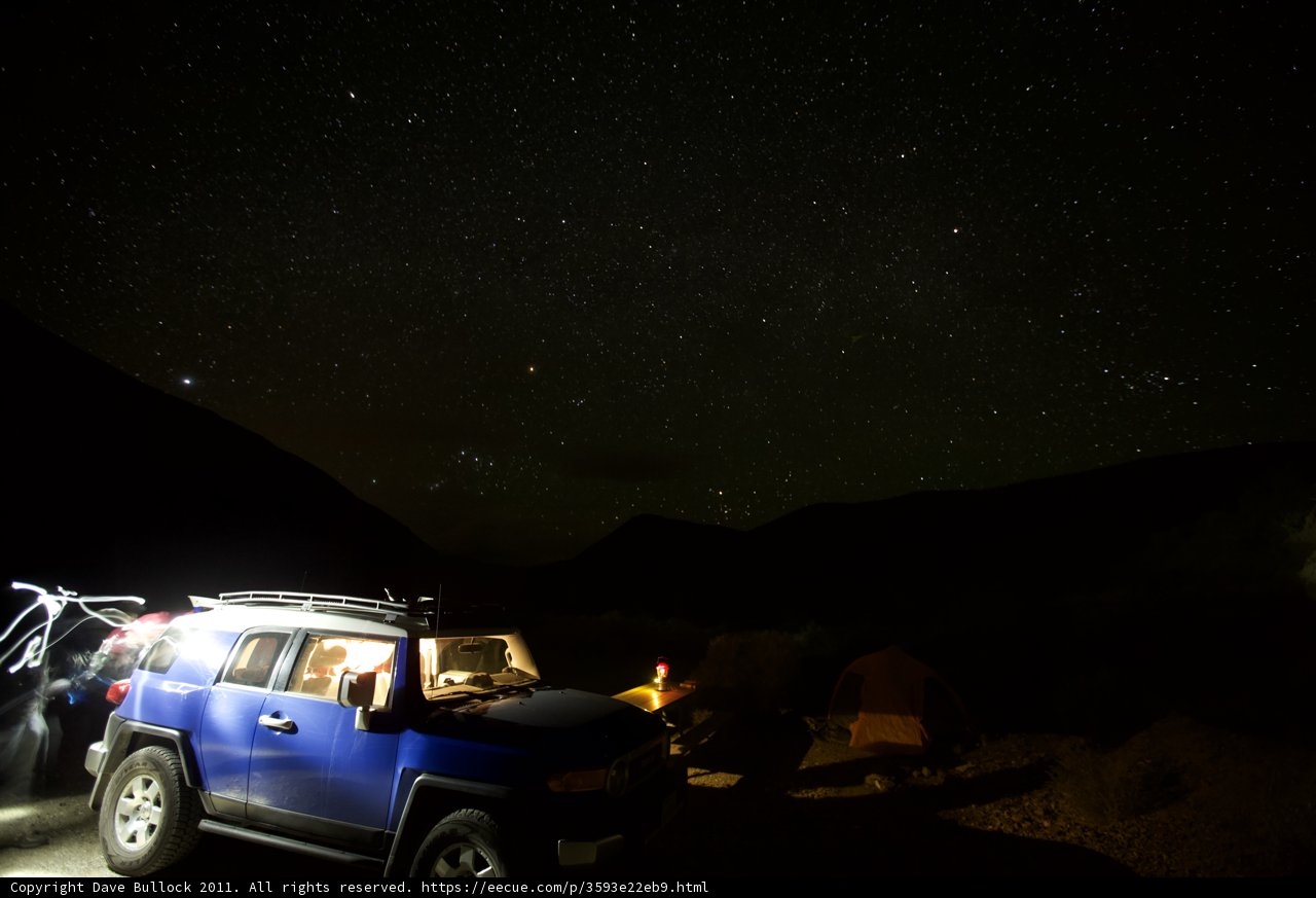 The Blue Jeep Under The Starry Sky