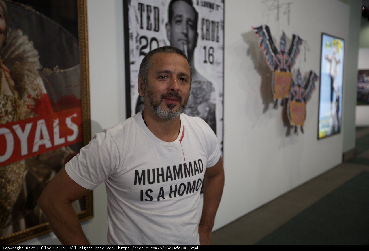 Ted Cruz in front of Political Art Wall