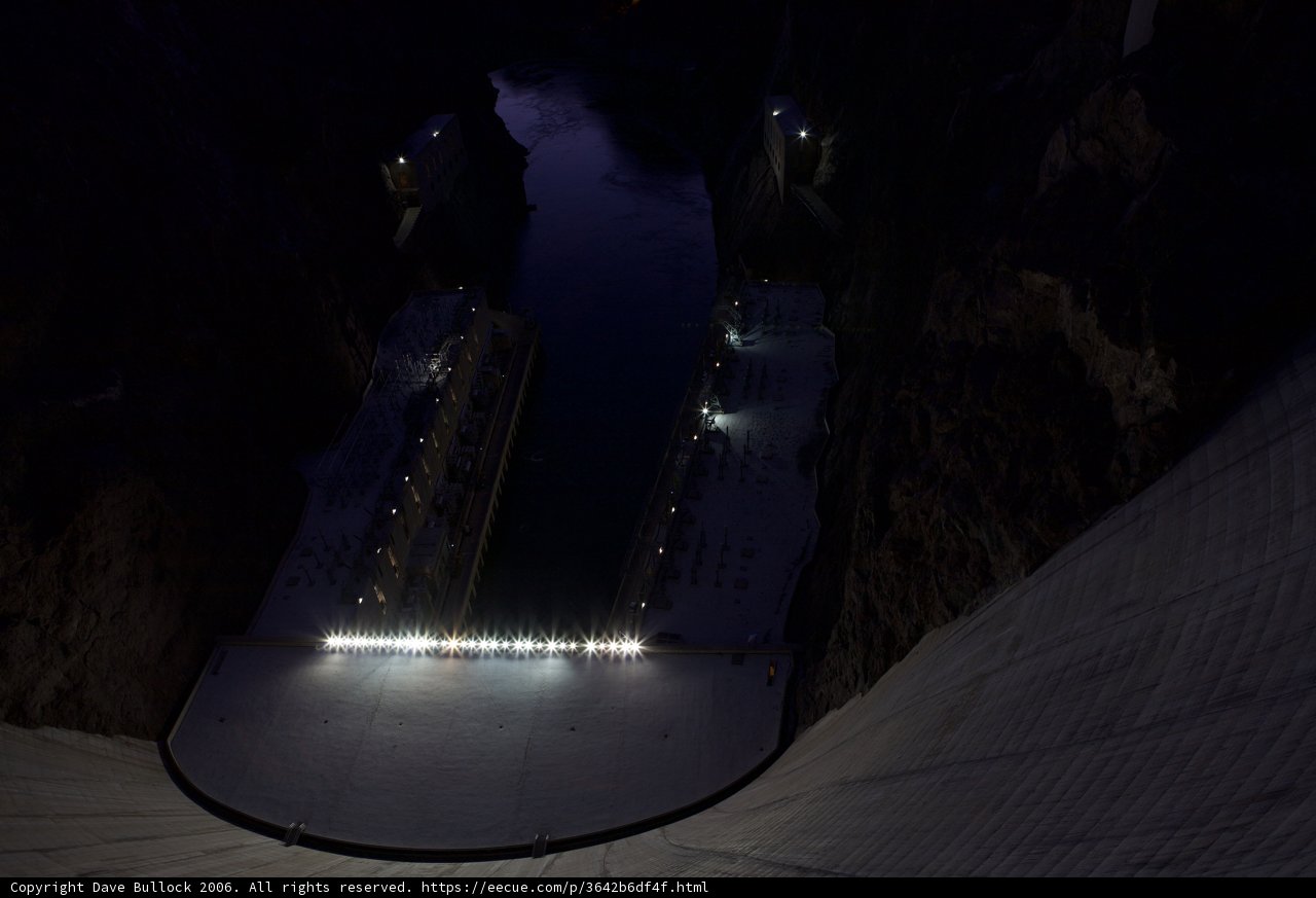 Nighttime Overlooking Water at Hoover Dam