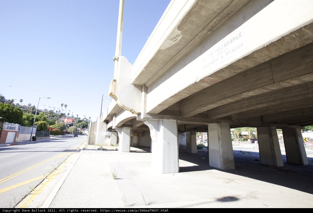 Freeway Overpass with Sign