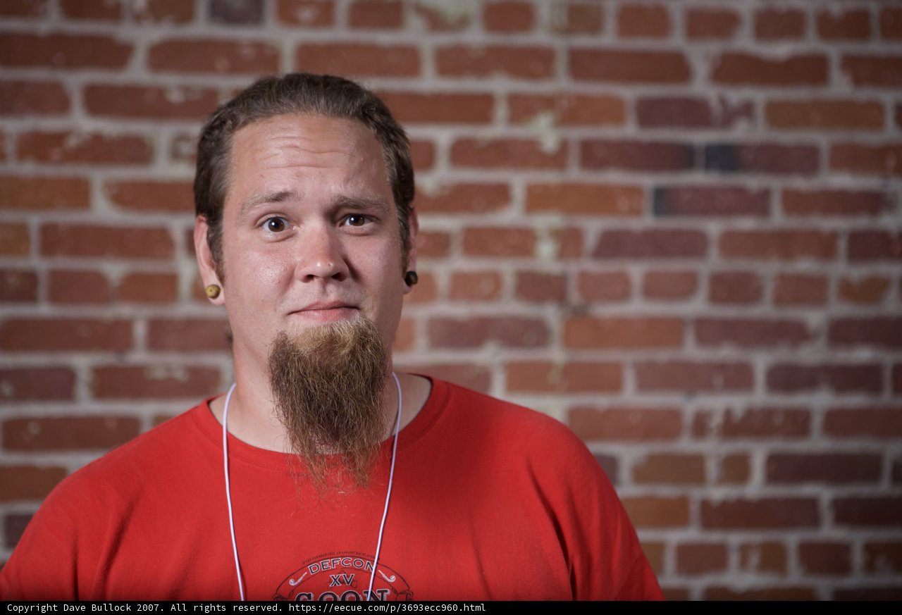 Bearded Man Poses in Front of Brick Wall