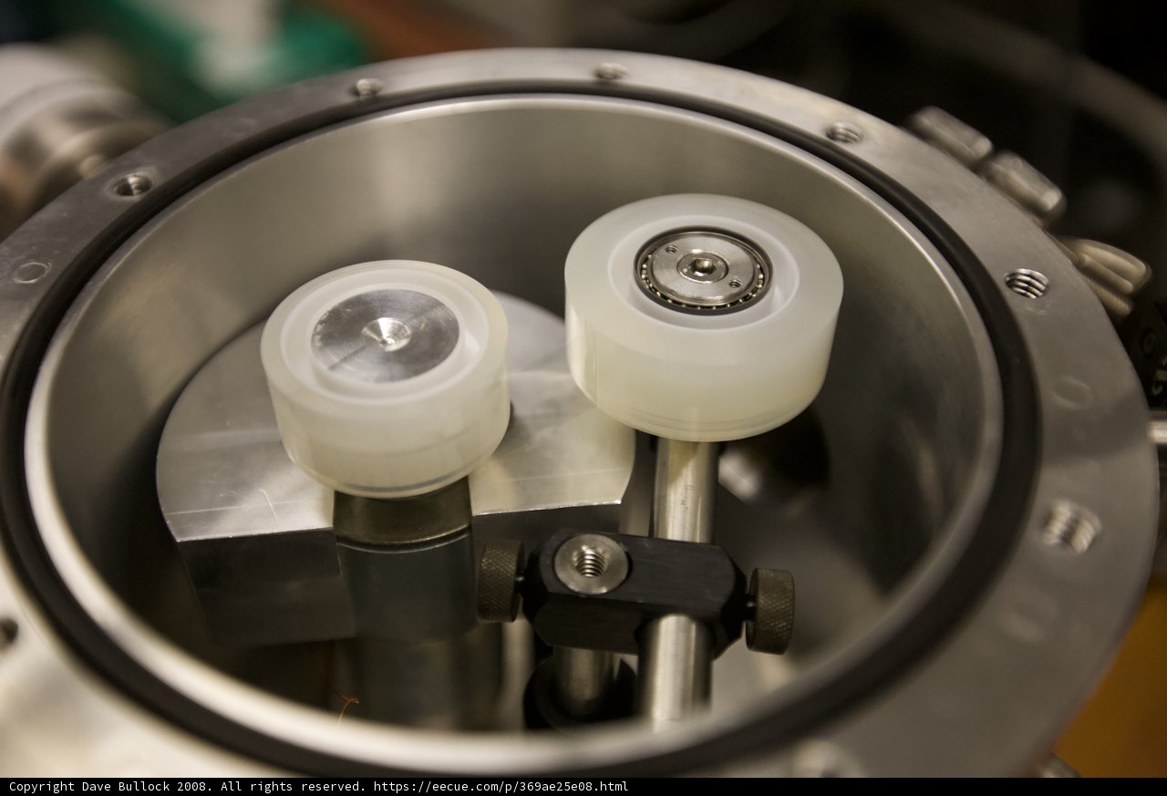 Two White Spoke Wheels in Metal Container