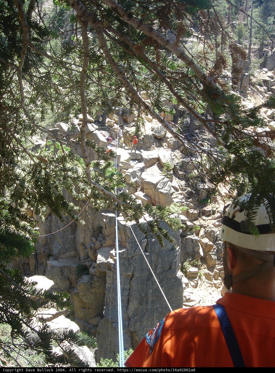 Adventurous Man Ropes His Way Across Rock-Jungle