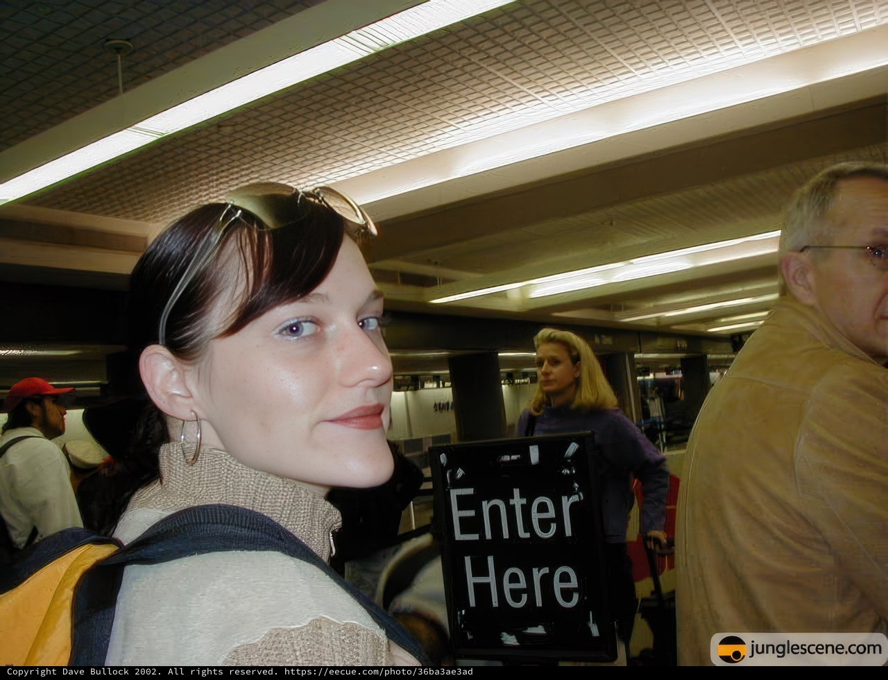 Yellow Backpack at the Airport