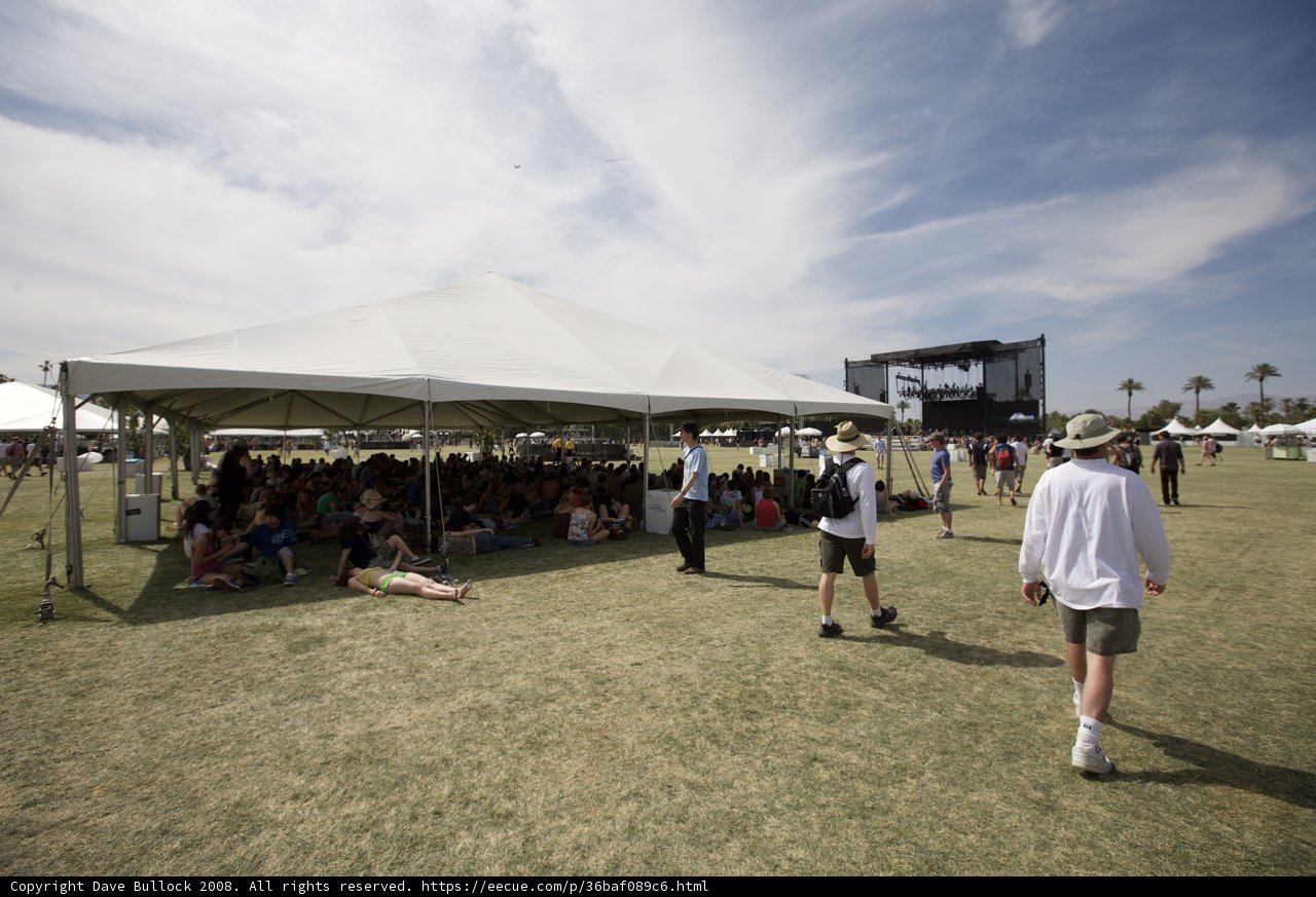 Relaxing under the Coachella tent
