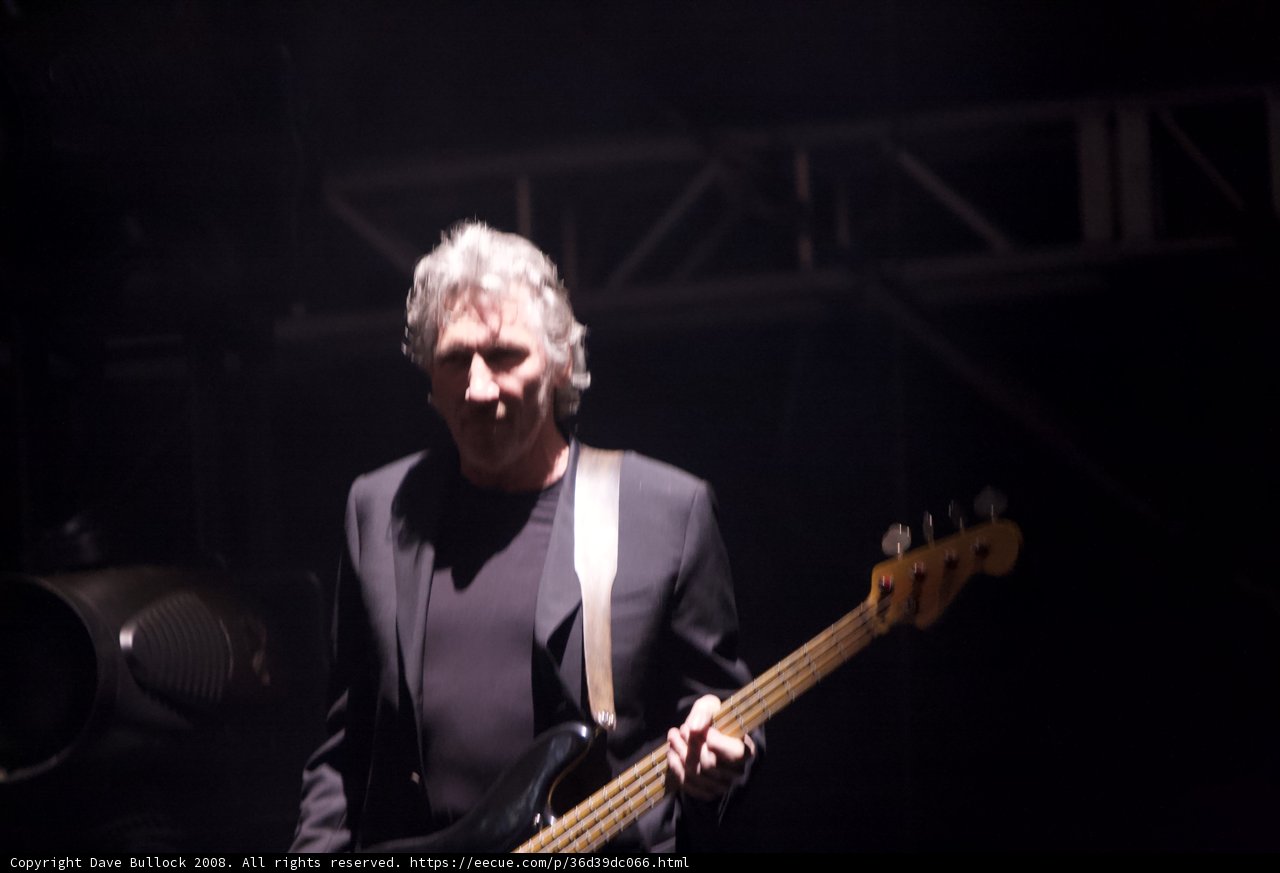 Roger Waters Rocks the Stage with his Bass Guitar at Coachella 2008