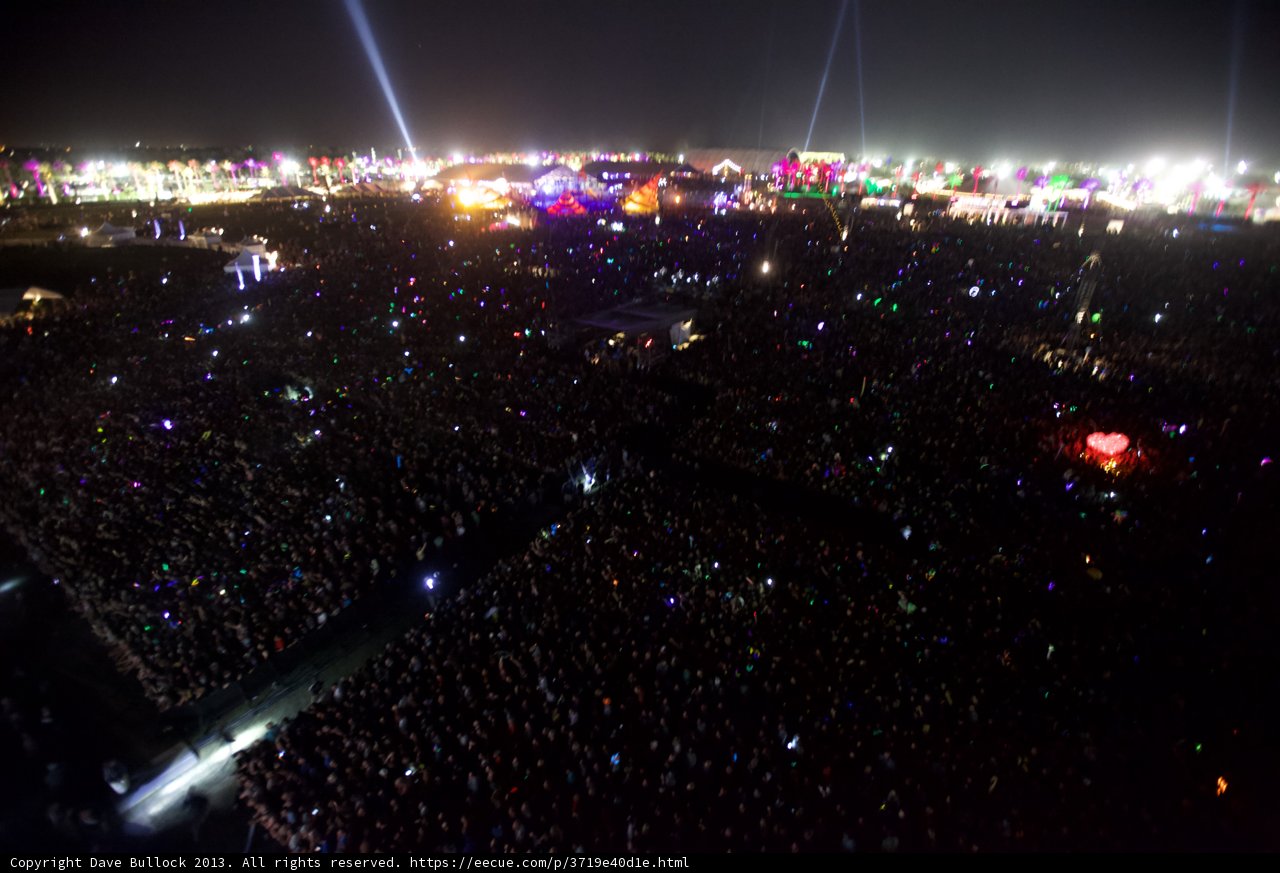 Coachella Crowd Under a Glowing Metropolis Sky