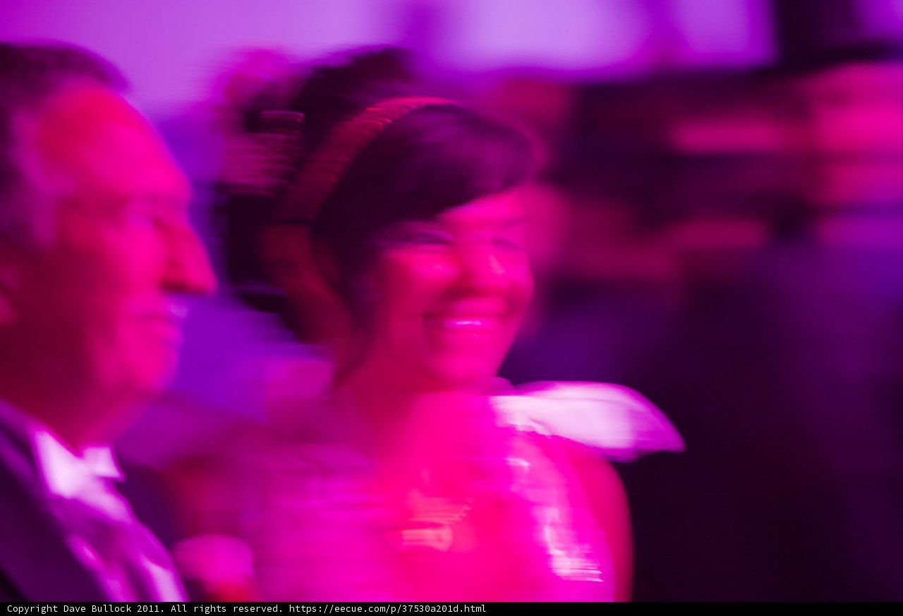Blur of a Purple-Clad Woman Dancing in the Dark