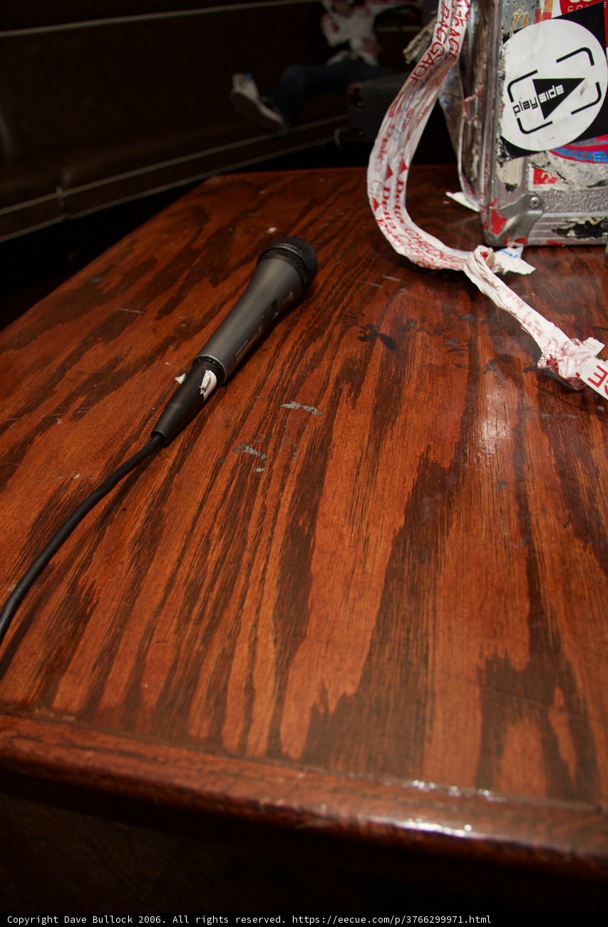 Hardwood Table and Microphone