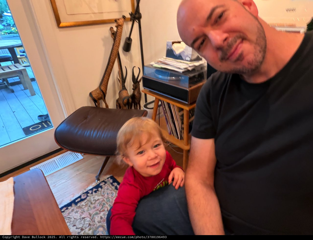 Father and Toddler Bonding at Home Office