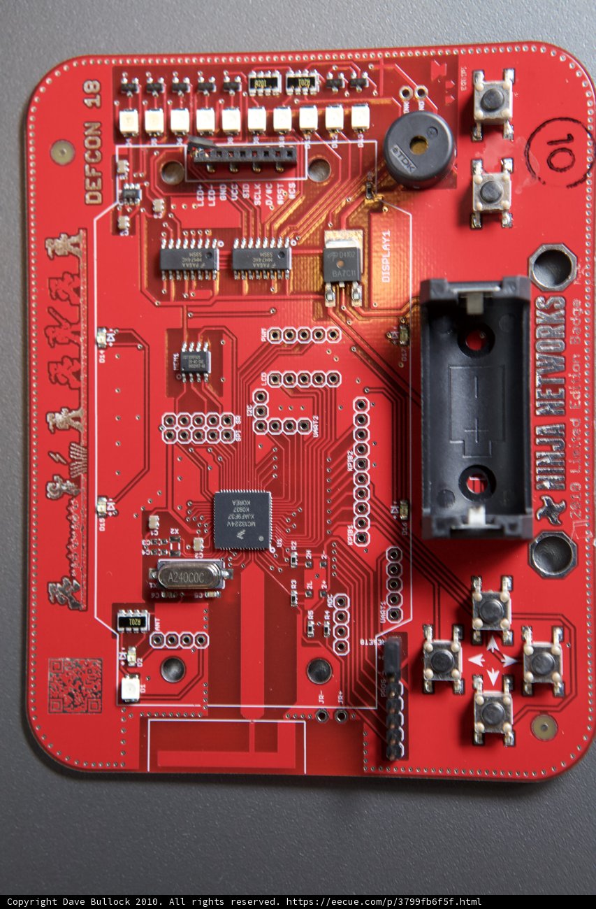 Red Printed Circuit Board with Electronic Device