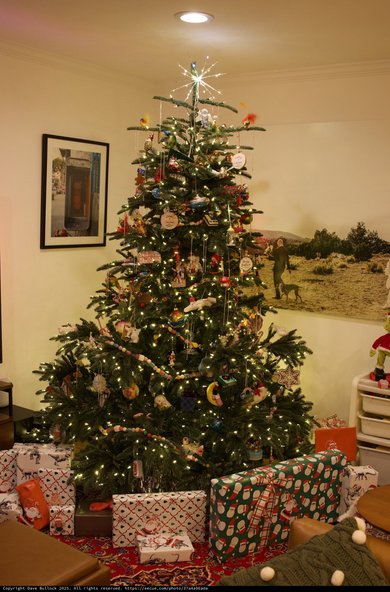 Festive Christmas Morning with Decorated Tree and Presents