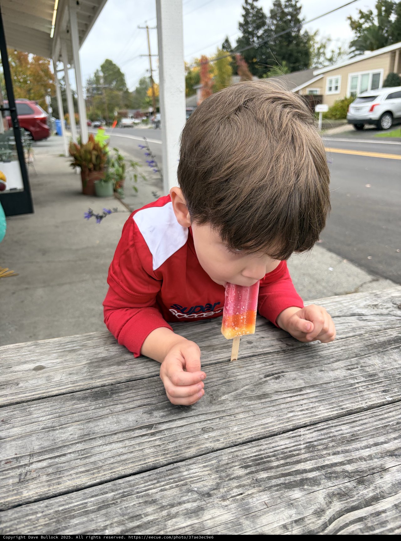 Child Enjoying a Popsicle on Autumn Day
