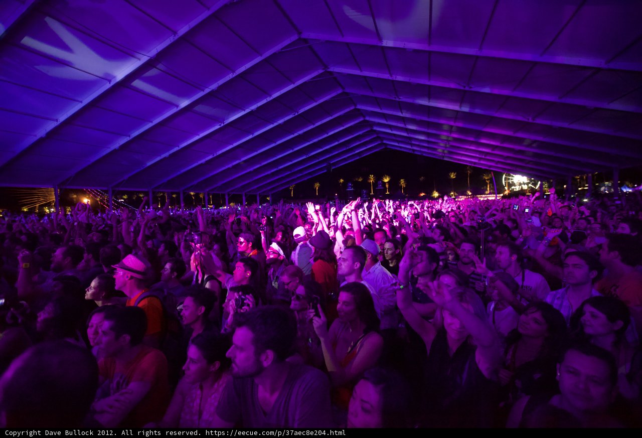 Tyler Glenn performing for a vibrant Coachella crowd
