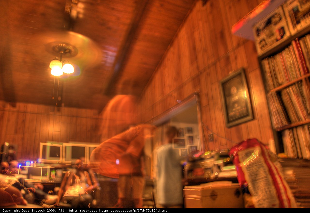 Blurred People in an Artsy Living Room