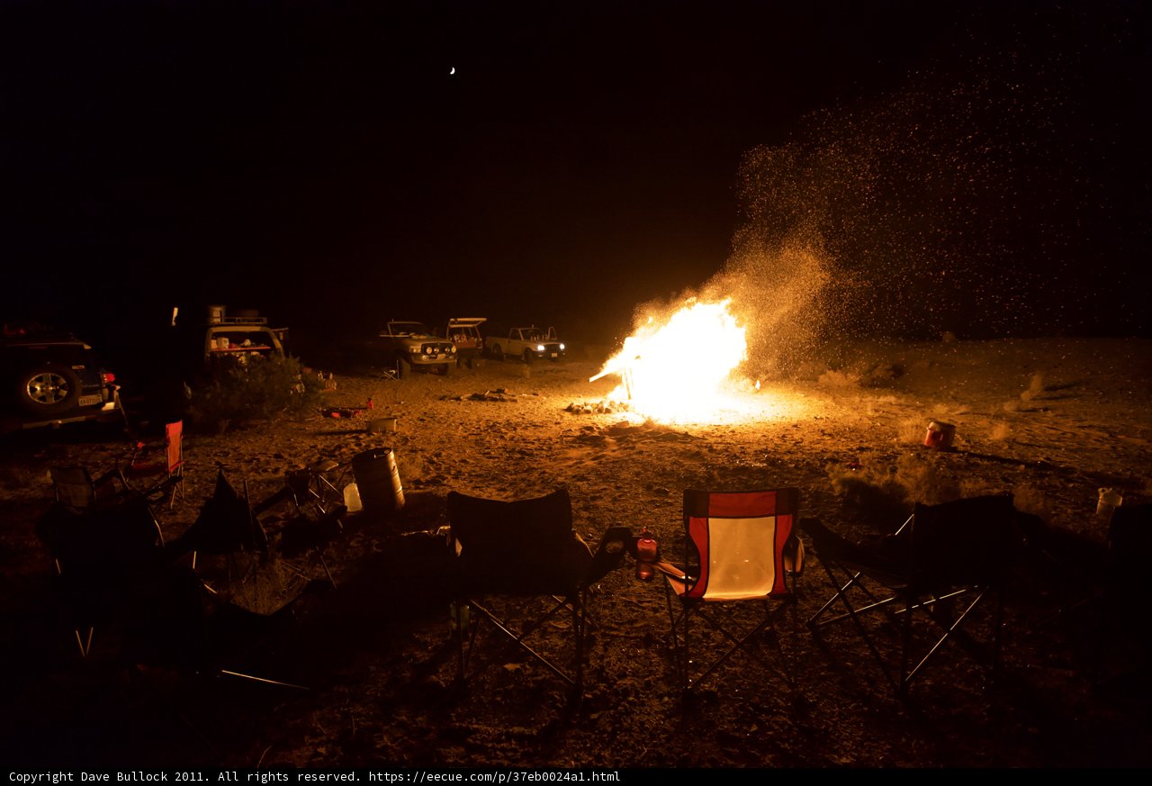 Nighttime Bonfire with Folding Chairs