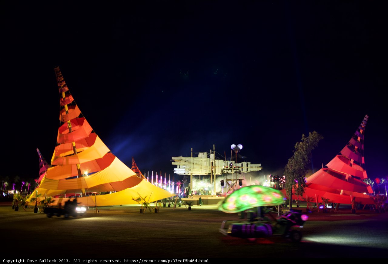 Vibrant Tent and Vintage Car in Coachella