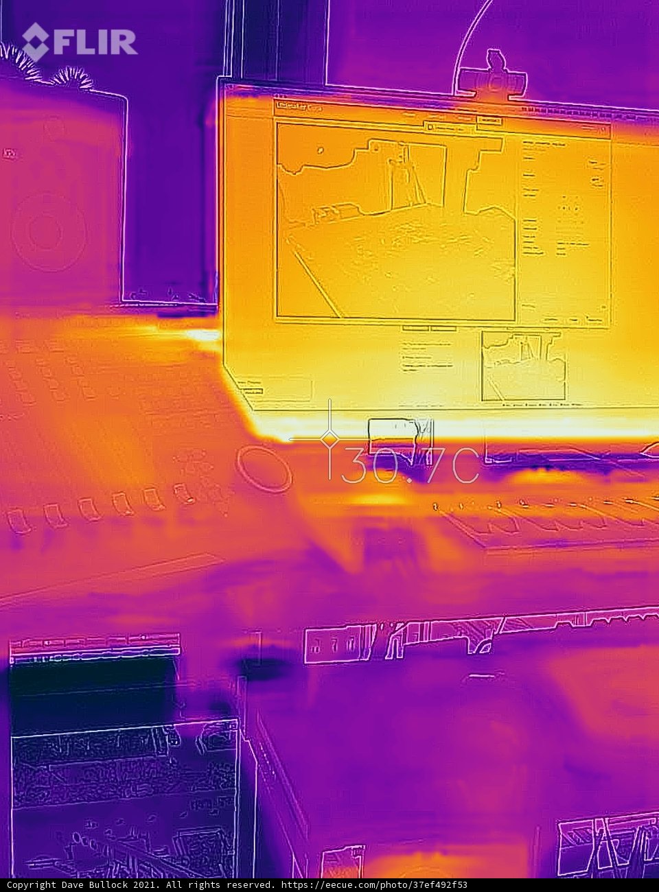 Thermal Imaging View of Electronics and Workspace