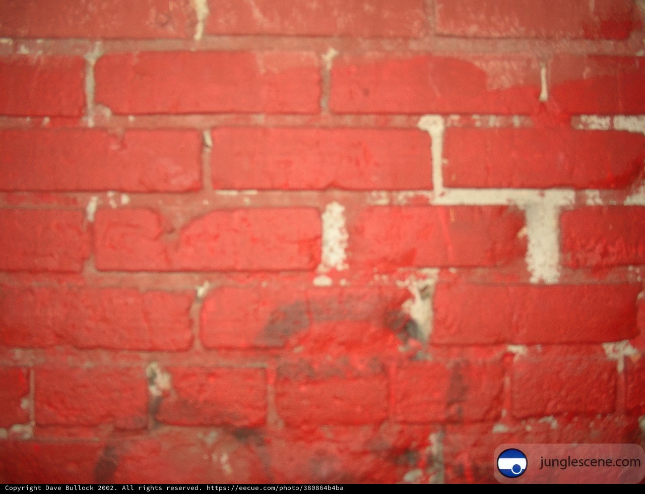 Red Brick Wall with White Paint