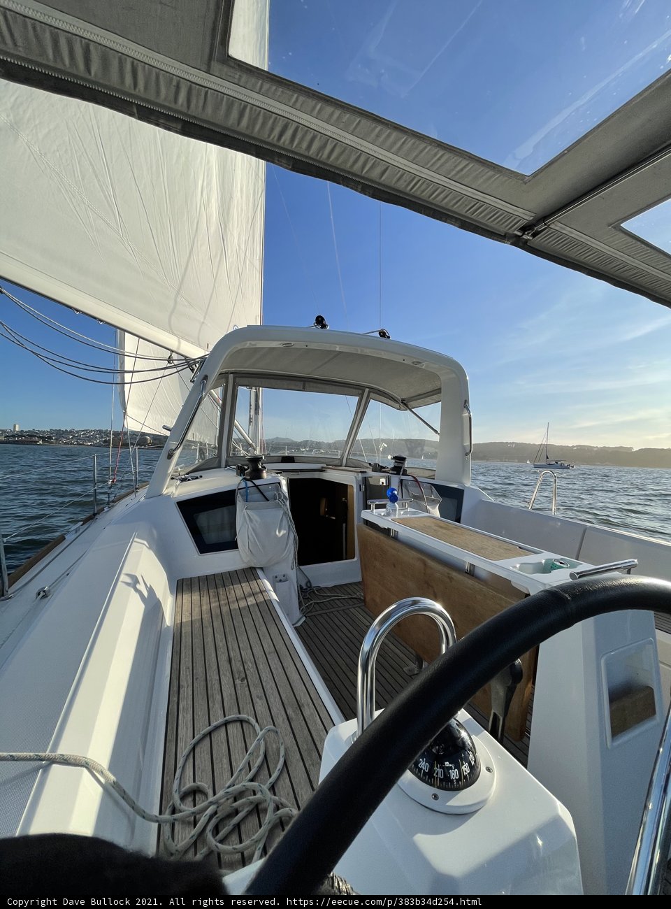 The Open Cockpit of a Majestic Sailboat on San Francisco Bay