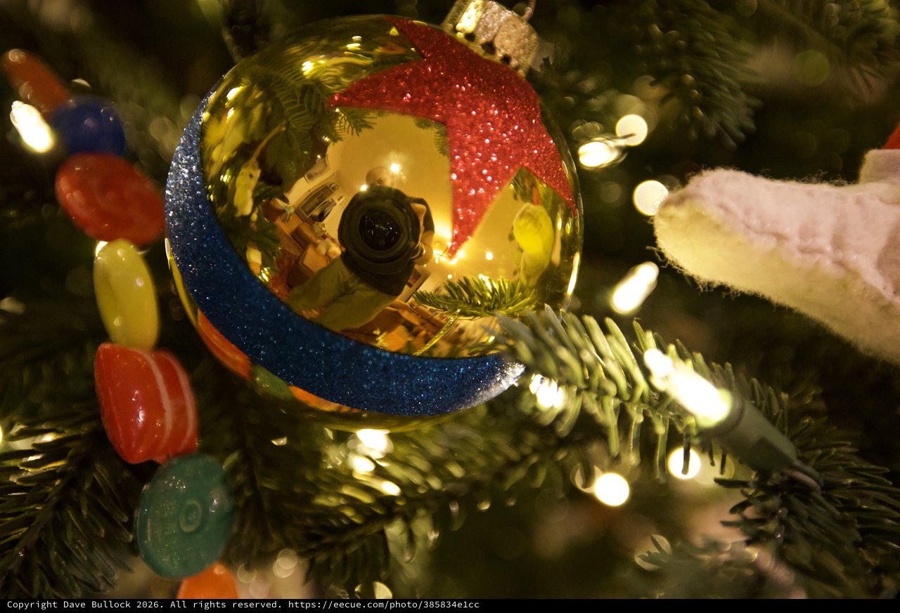 Reflective Christmas Ornament Capturing Holiday Magic
