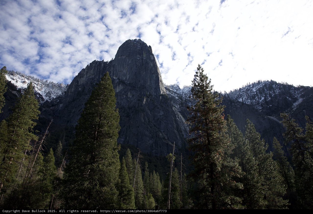 Sentinel Rock Rising Above Yosemite Valley Forest