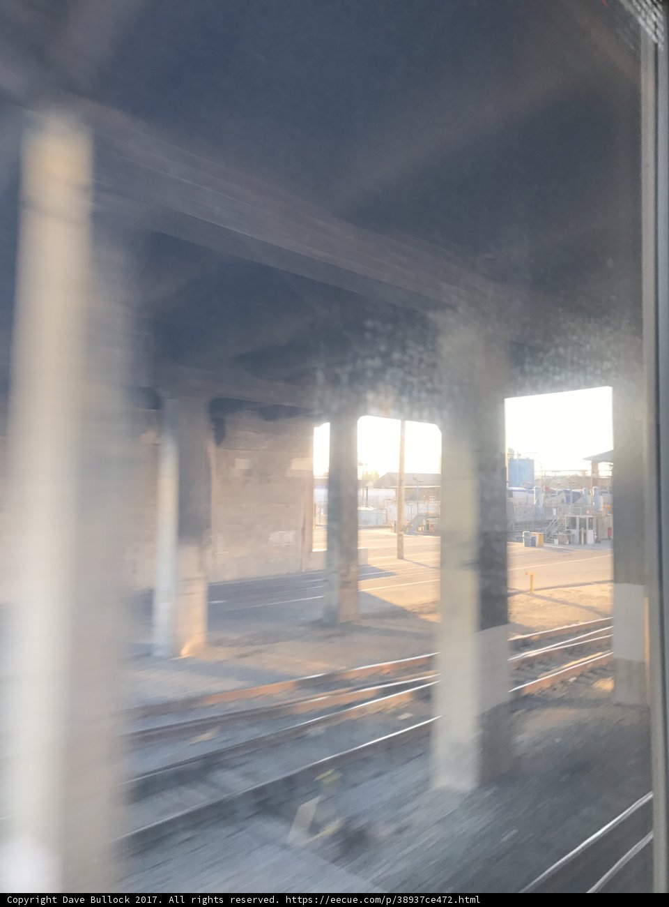 Blurry Train Tracks in Winter Storm