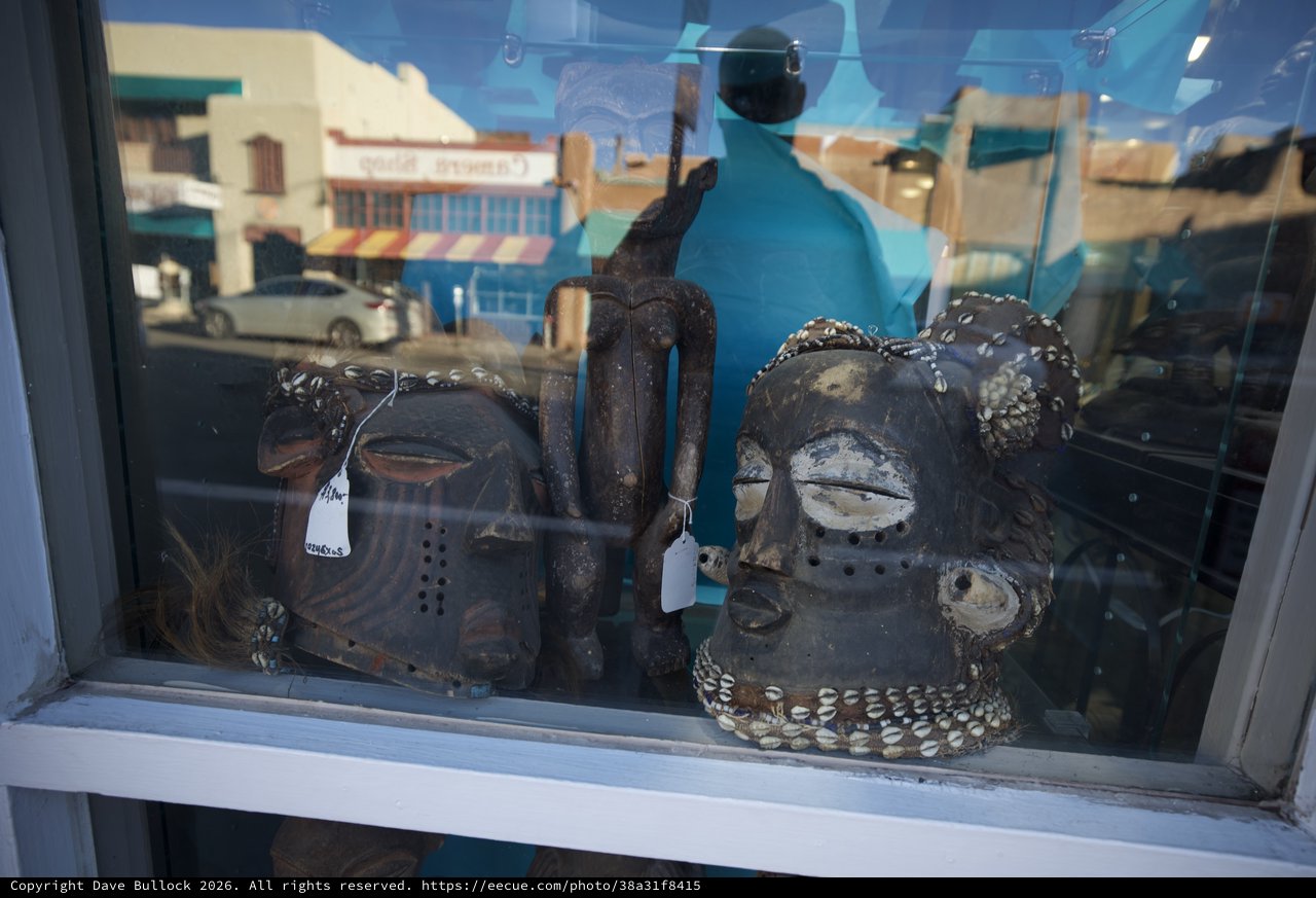 Traditional African Masks in Santa Fe Shop Window
