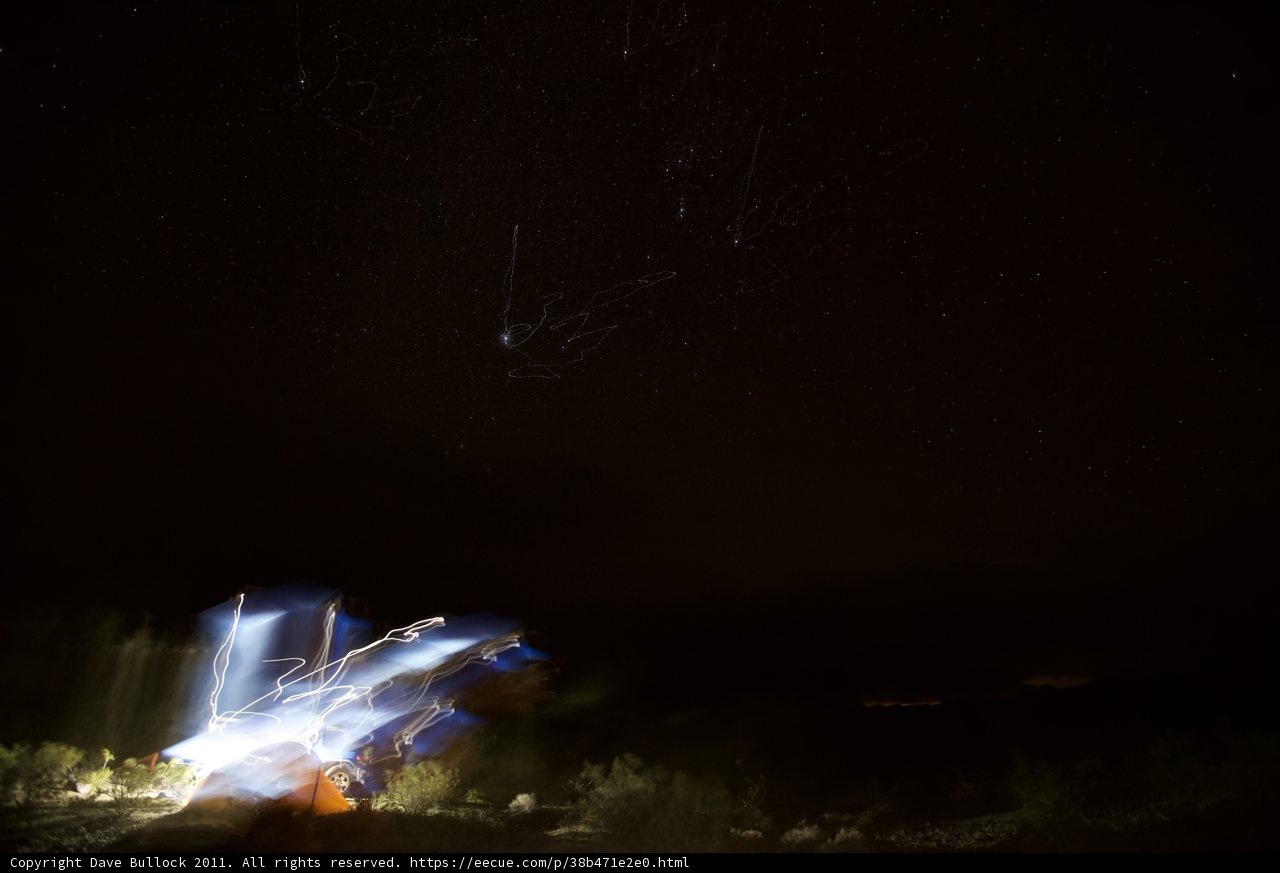 Truck Trails under a Starry Night Sky