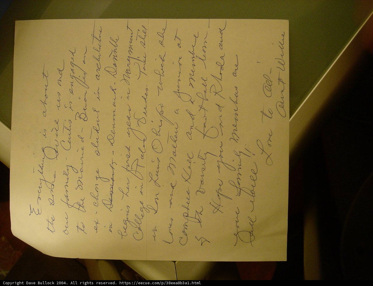 Handwritten Letter on Paper