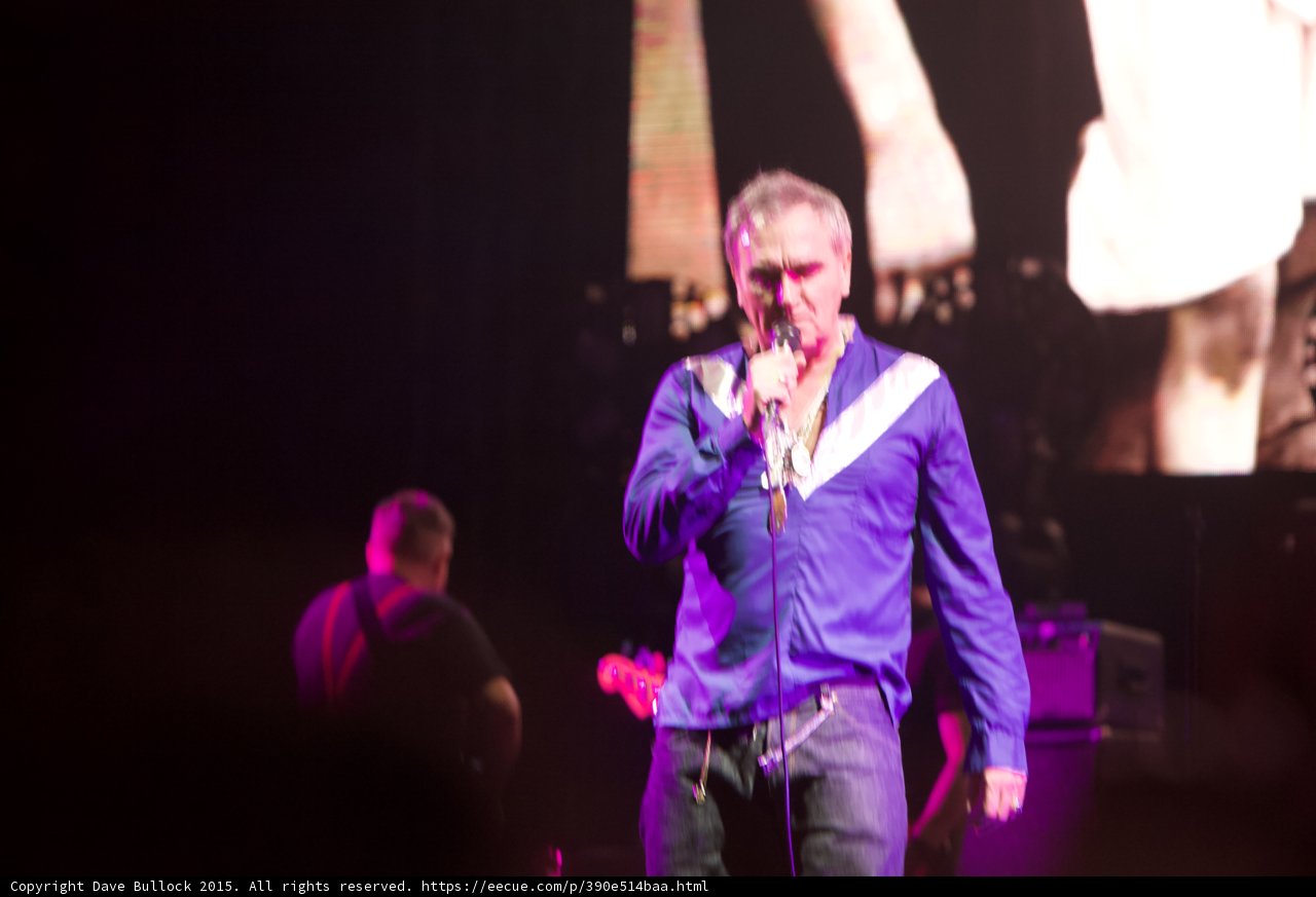 Morrissey Singing Blue Shirt Necklaces Bassist Red Bass Blurred Smiths Dangling Hands Screen Amp