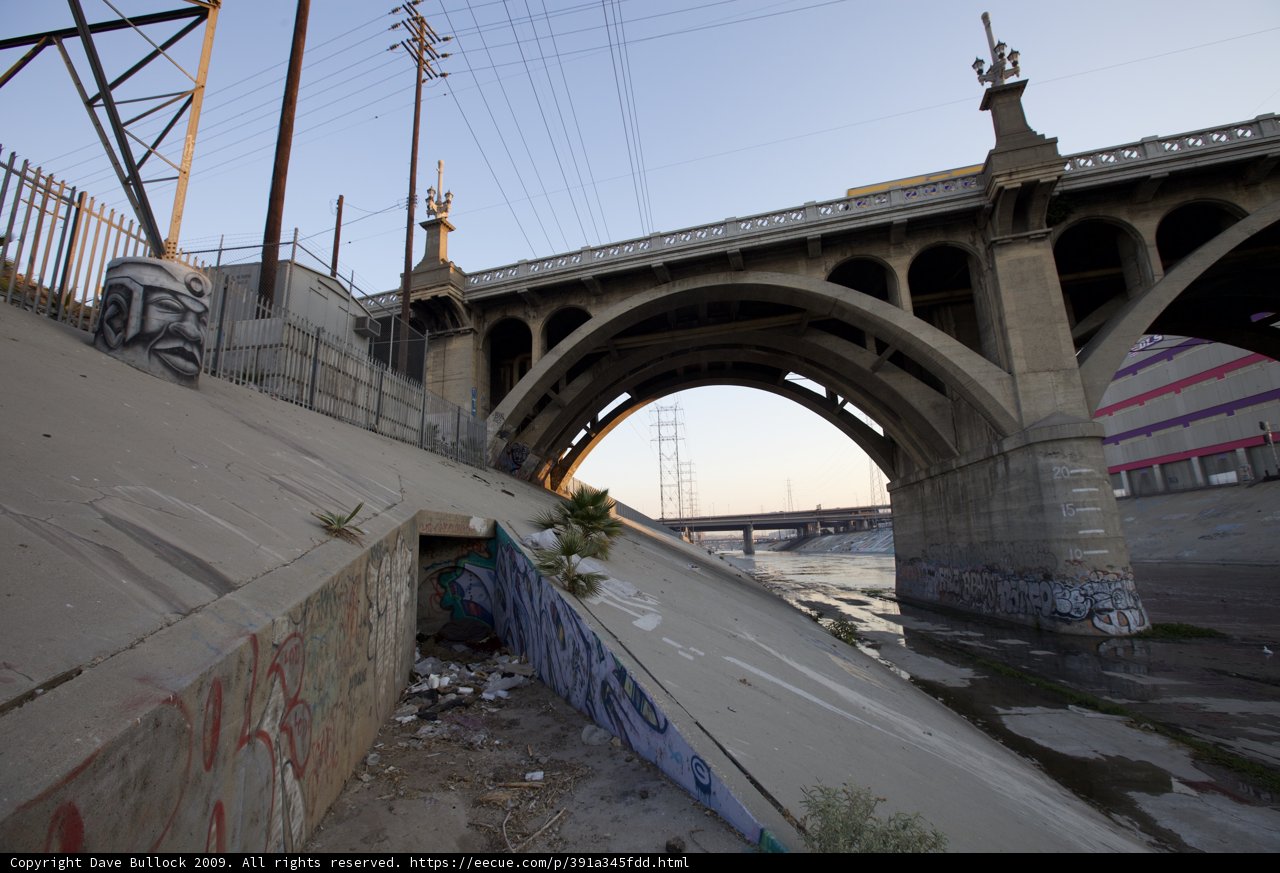 Colorful Graffiti on LA River Bridge
