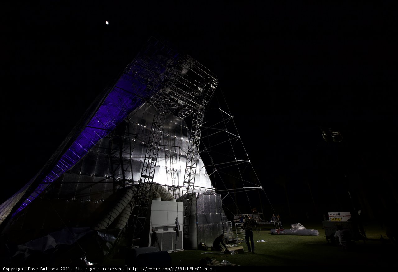 Blue Planetarium Building at Night
