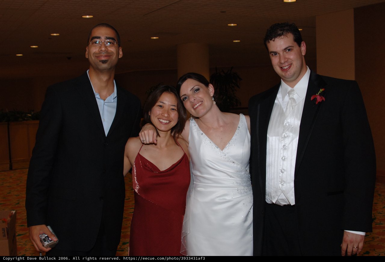 Wedding Celebration Group Portrait with Bride and Groom