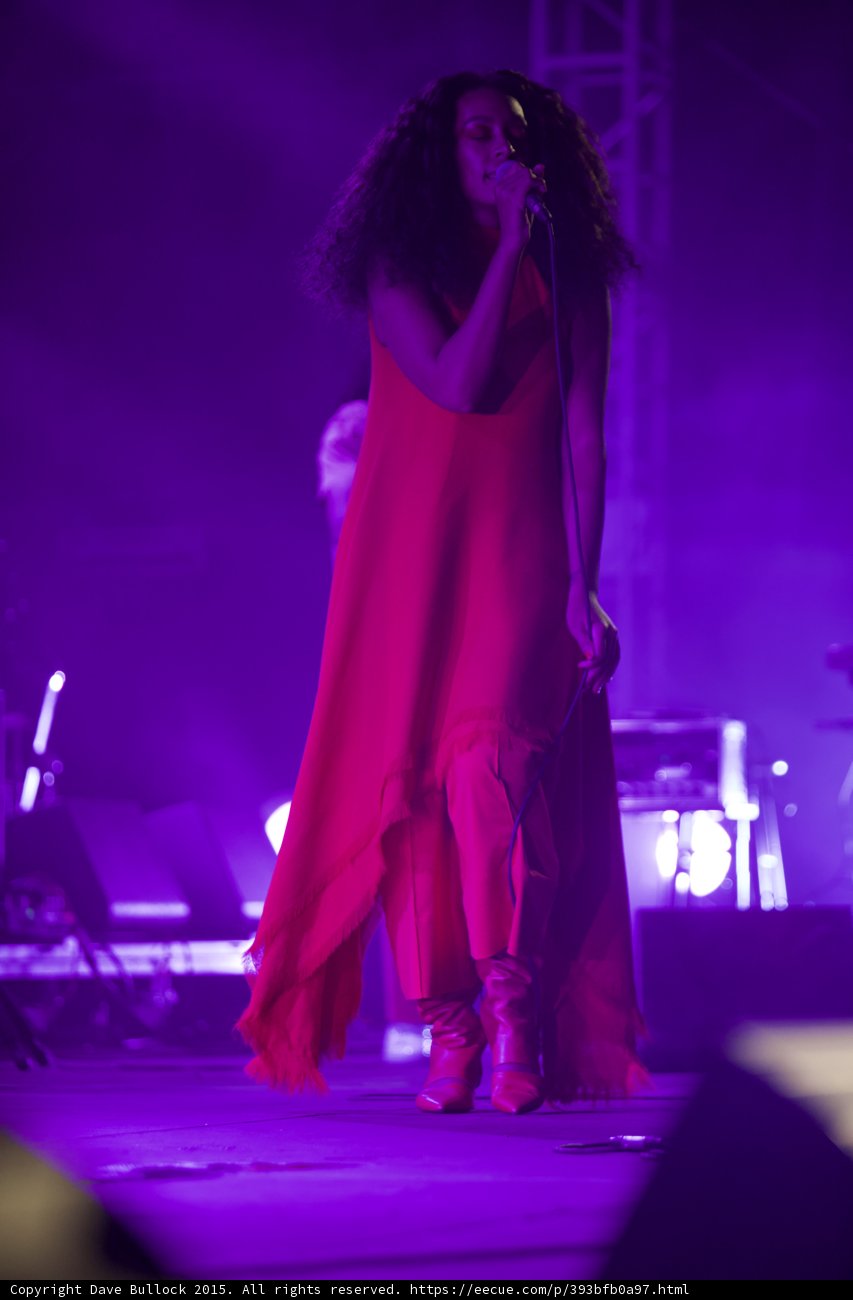 Solange Full Body Profile Red Outfit Purple Blue Haze Scaffolding