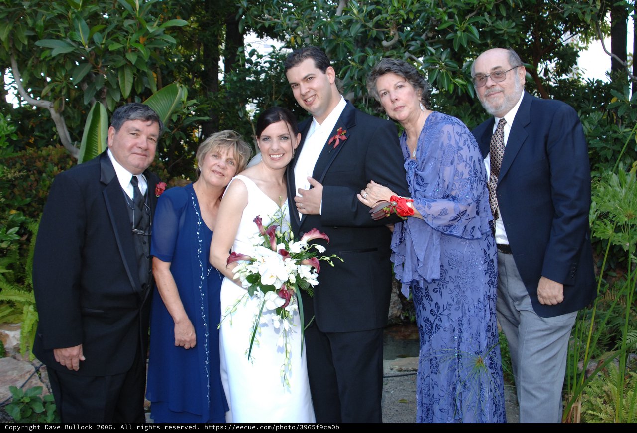 Family Portrait at an Outdoor Garden Wedding Celebration